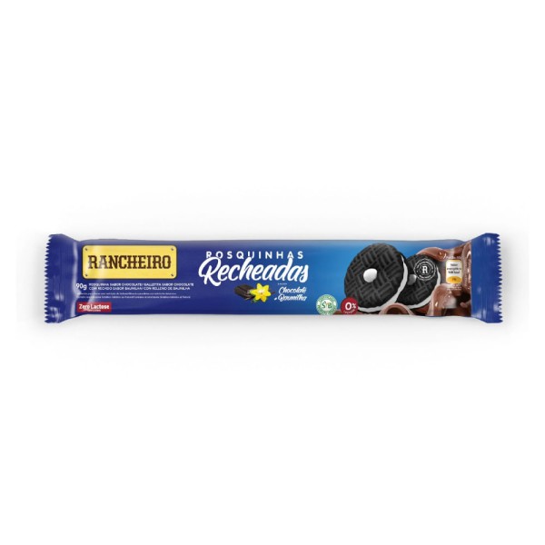 Biscoito Chocolate Recheio Baunilha 90g - Rancheiro