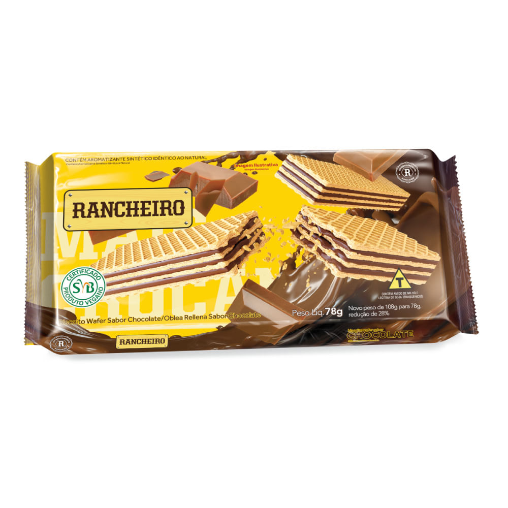 Encontraproduto.com.br - Biscoito Wafer Rancheiro Chocolate Pacote com 78g