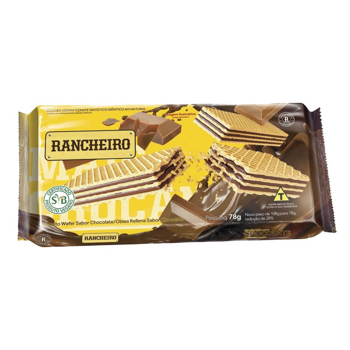 Encontraproduto.com.br - Biscoito Wafer Rancheiro Chocolate Pacote com 78g