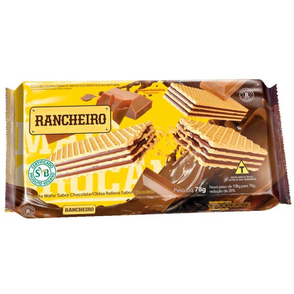 Encontraproduto.com.br - Biscoito Wafer Rancheiro Chocolate Pacote com 78g