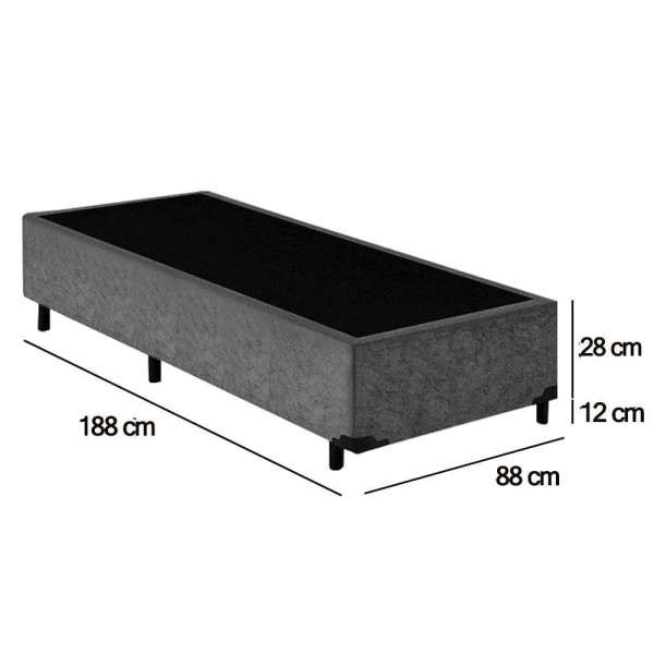 Encontraproduto.com.br - Cama Box Solteiro Suede Sereneprime Cinza 88x188x40
