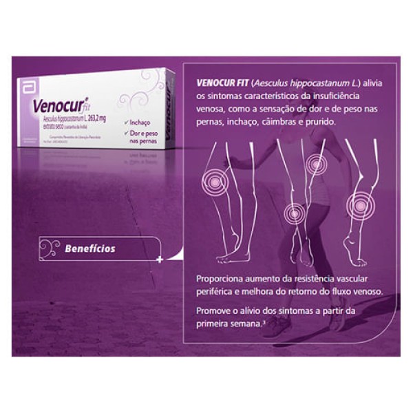Encontraproduto.com.br - Venocur Fit 263.2mg Comprimido revestido de liberação retardada - Caixa com 30 Comprimidos