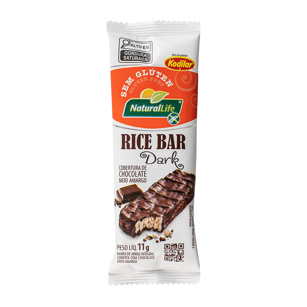Rice Bar Dark com Cobertura de Chocolate Meio Amargo sem Glúten Natural Life 11g