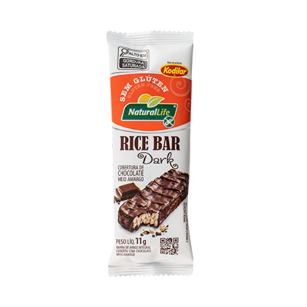Encontraproduto.com.br - Rice Bar Dark com Cobertura de Chocolate Meio Amargo sem Glúten Natural Life 11g