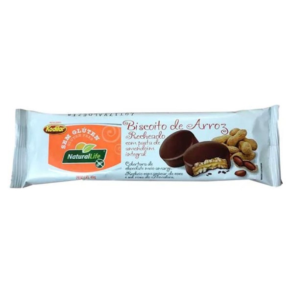 Encontraproduto.com.br - Biscoito de Arroz Recheado com Pasta de Amendoim sem Glúten Natural Life 40g