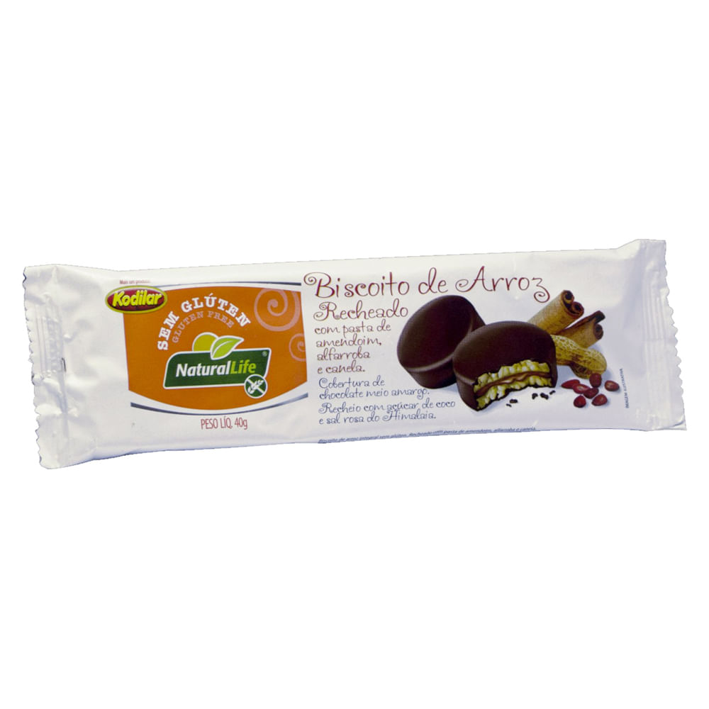 Biscoito de Arroz Recheado com Pasta de Amendoim sem Glúten Natural Life 40g