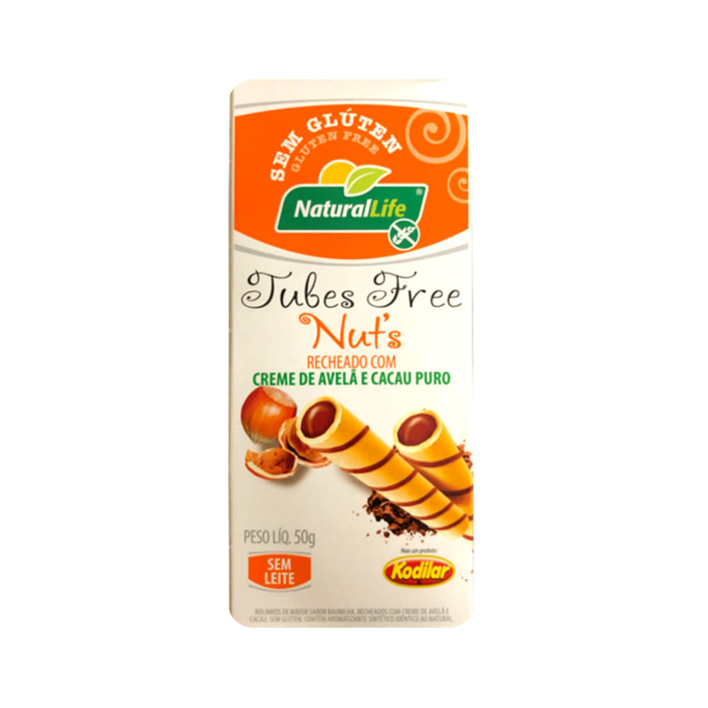 Encontraproduto.com.br - Tubinhos De Wafer Sem Glúten Natural Life Recheado Com Creme De Avelã E Cacau Puro 50