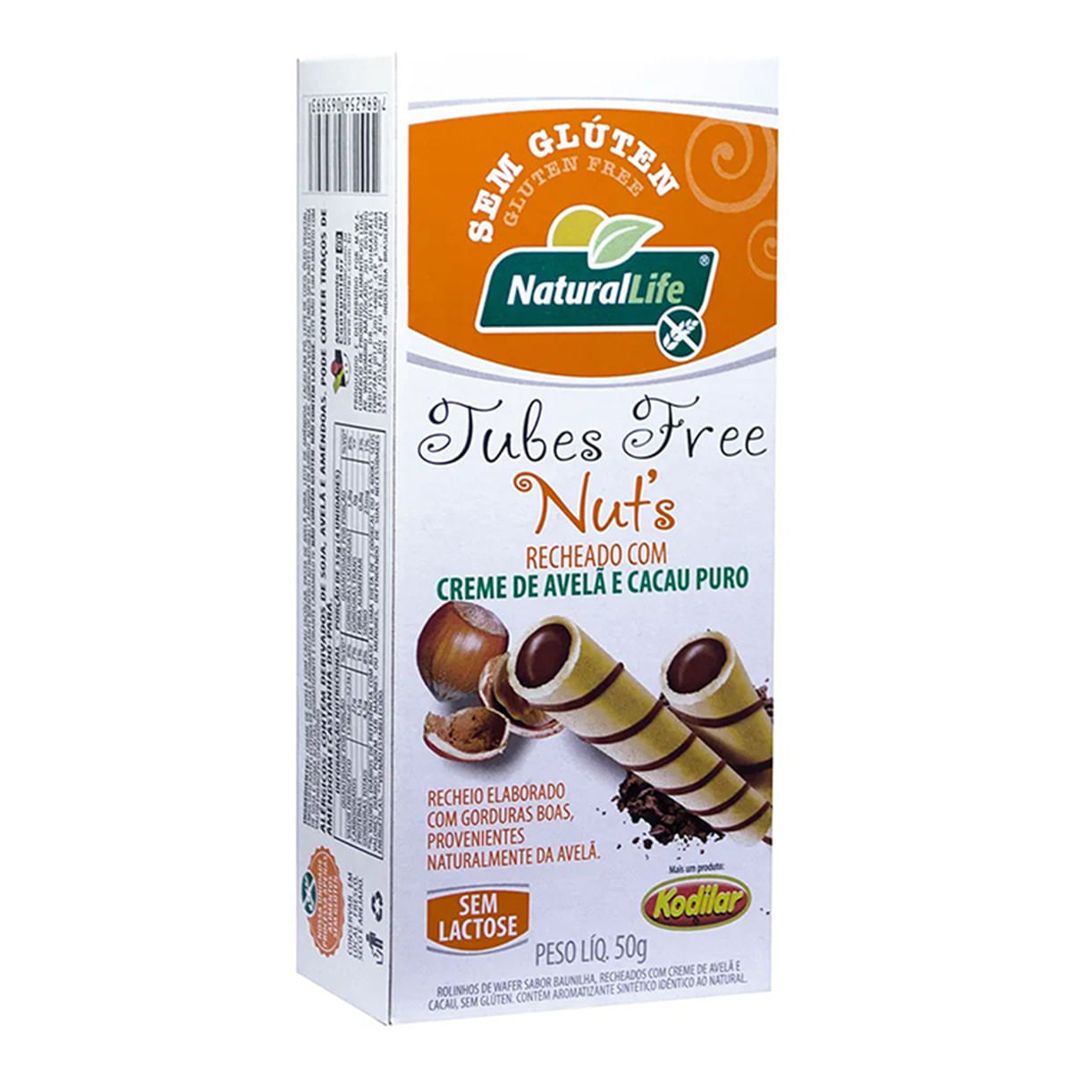 Encontraproduto.com.br - Tubinhos De Wafer Sem Glúten Natural Life Recheado Com Creme De Avelã E Cacau Puro 50