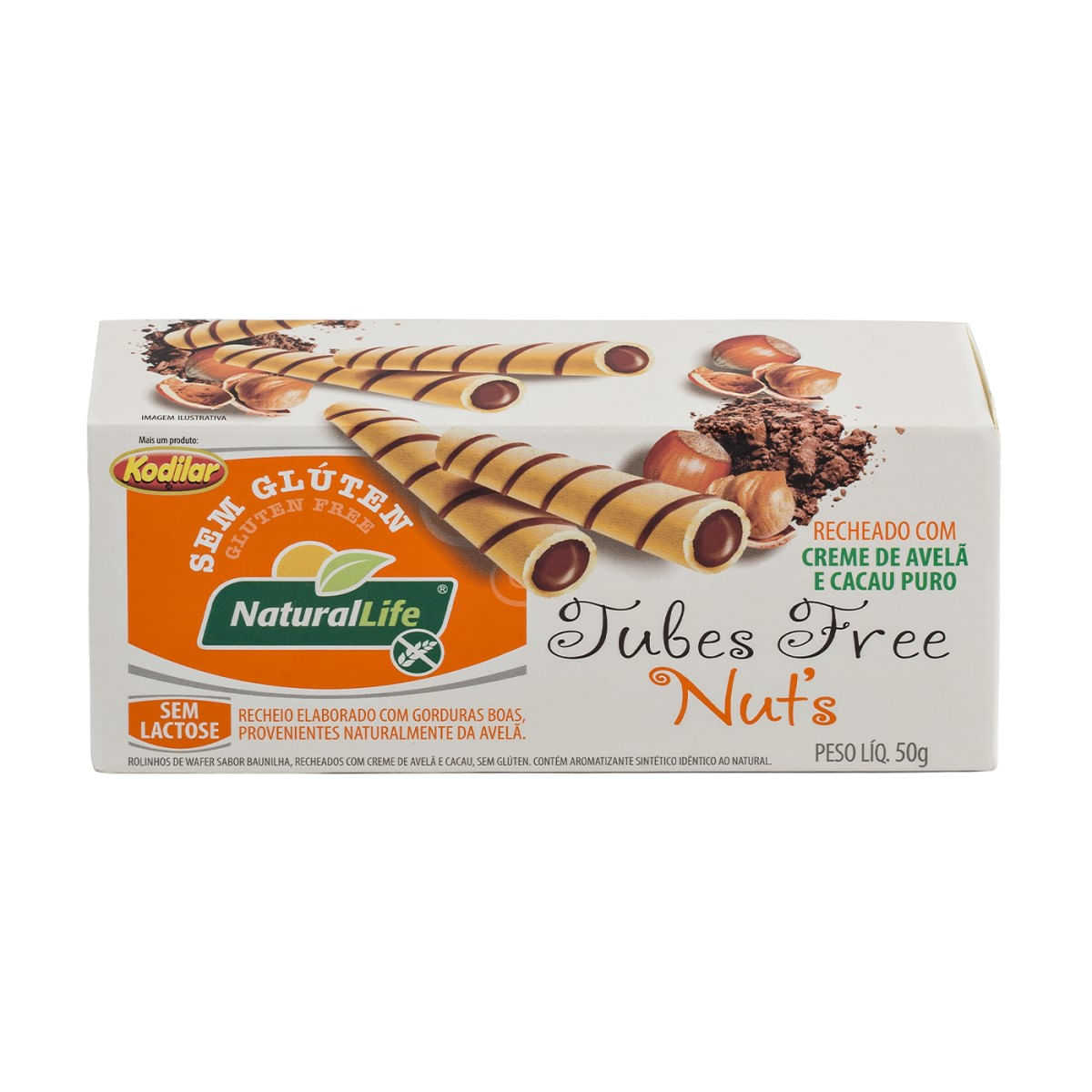 Encontraproduto.com.br - Tubinhos De Wafer Sem Glúten Natural Life Recheado Com Creme De Avelã E Cacau Puro 50