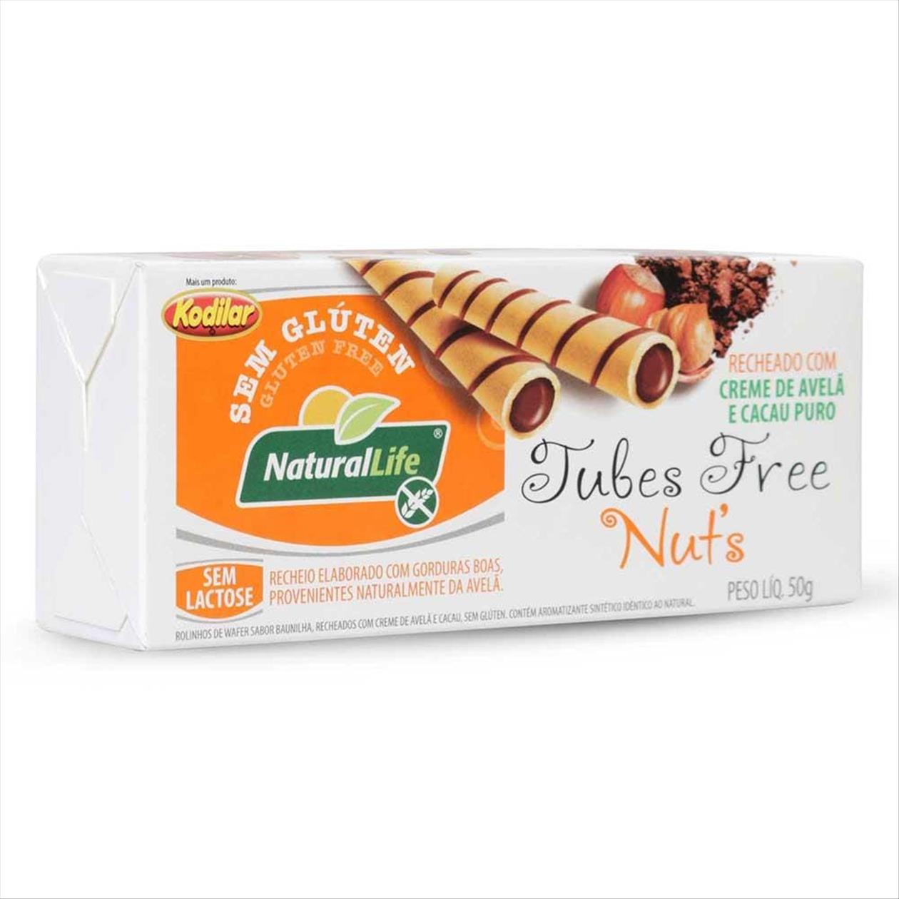Encontraproduto.com.br - Tubinhos De Wafer Sem Glúten Natural Life Recheado Com Creme De Avelã E Cacau Puro 50