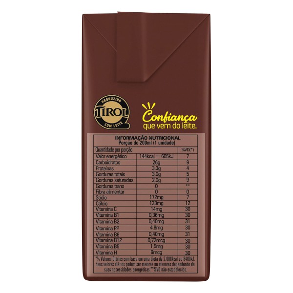 Encontraproduto.com.br - Bebida Láctea UHT Chocolate Tirol Tirolzinho Caixa 200ml