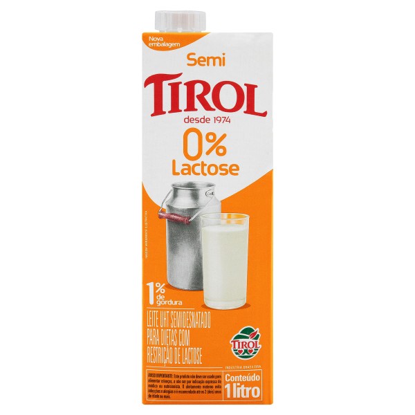 Encontraproduto.com.br - Leite UHT Semidesnatado Zero Lactose Tirol Premiare Caixa com Tampa 1l