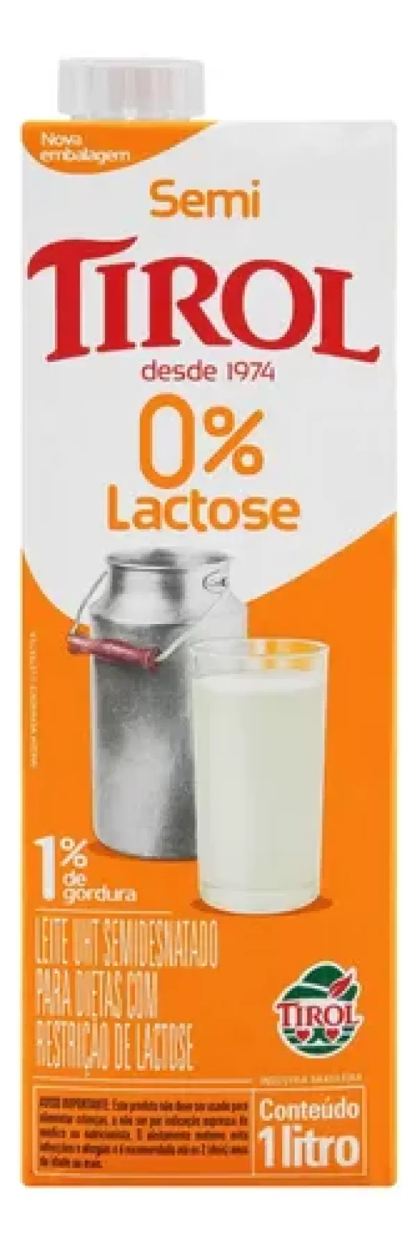 Encontraproduto.com.br - Leite UHT Semidesnatado Zero Lactose Tirol Premiare Caixa com Tampa 1l