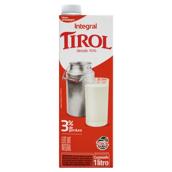Encontraproduto.com.br - Leite UHT Integral Tirol Caixa com Tampa 1l