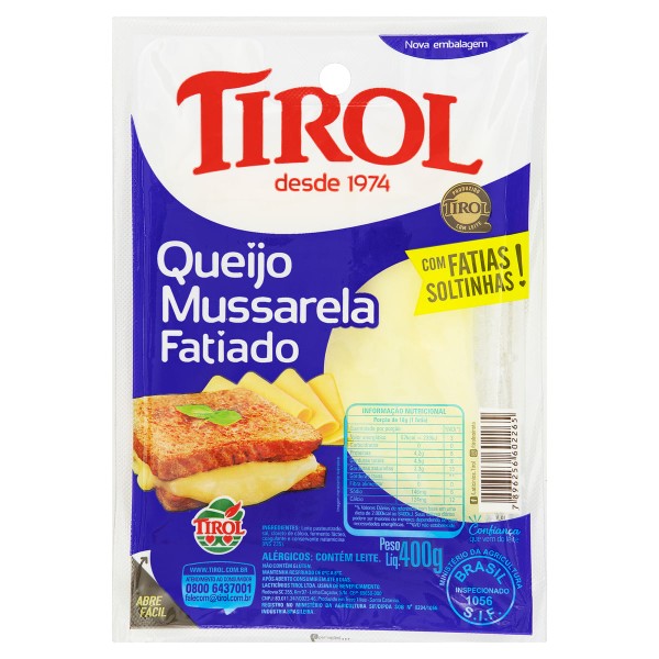 Encontraproduto.com.br - Queijo Mussarela Tirol Fatiado Pacote com 400g