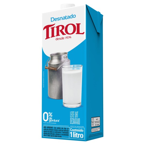 Encontraproduto.com.br - Leite UHT Desnatado Tirol Caixa com Tampa 1l