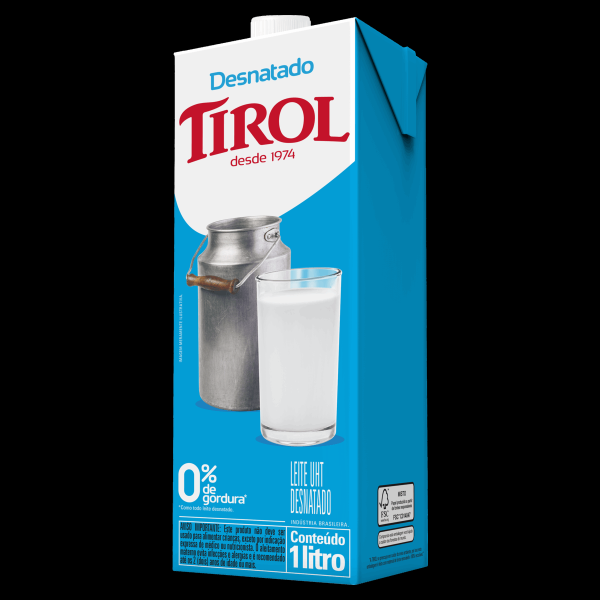 Encontraproduto.com.br - Leite UHT Desnatado Tirol Caixa com Tampa 1l