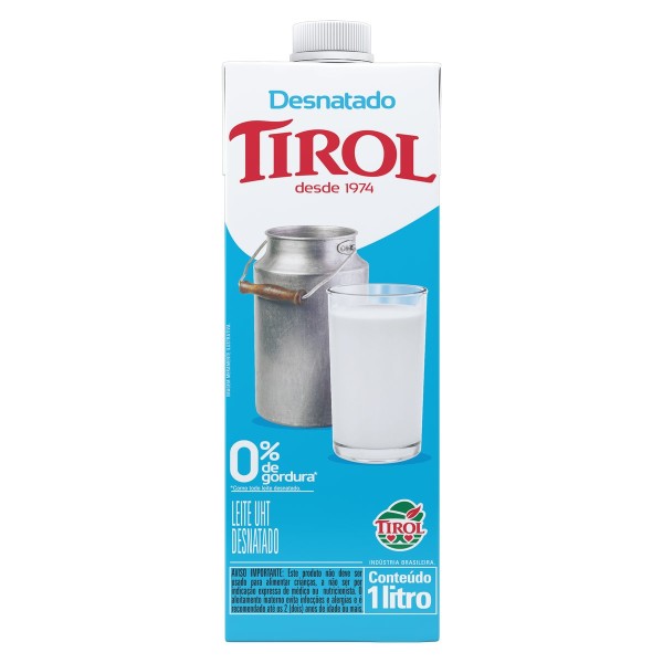 Encontraproduto.com.br - Leite UHT Desnatado Tirol Caixa com Tampa 1l