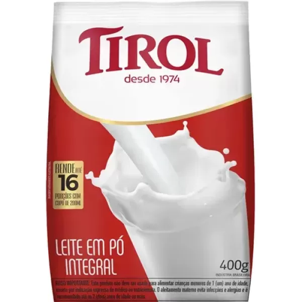 Encontraproduto.com.br - Leite em Pó Tirol Integral Pacote com 400g