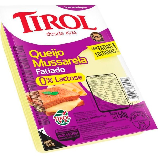 Encontraproduto.com.br - Queijo Prato Mussarela Tirol Fatiado Zero Lactose Pacote com 150g