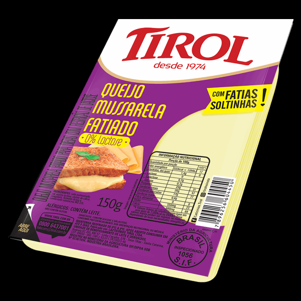 Encontraproduto.com.br - Queijo Prato Mussarela Tirol Fatiado Zero Lactose Pacote com 150g