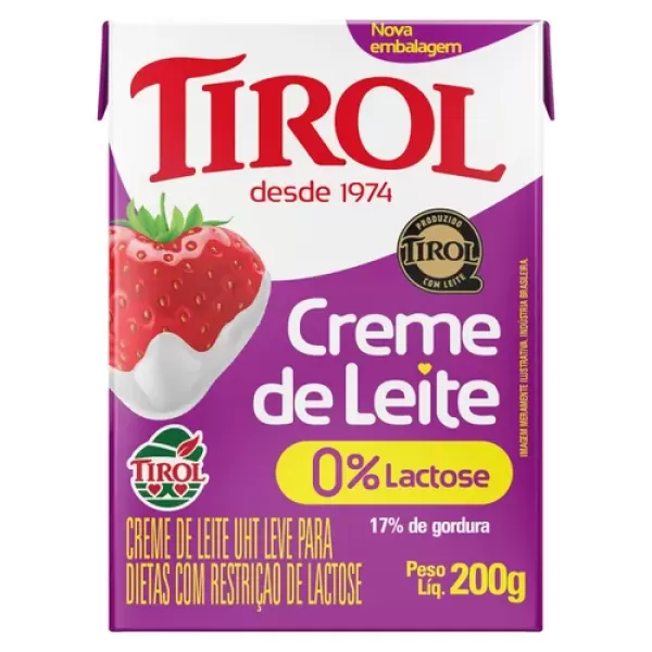 Creme de Leite UHT Leve Zero Lactose Tirol Caixa 200g