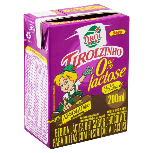 Encontraproduto.com.br - Bebida Láctea UHT Chocolate Zero Lactose Tirol Tirolzinho Caixa 200ml