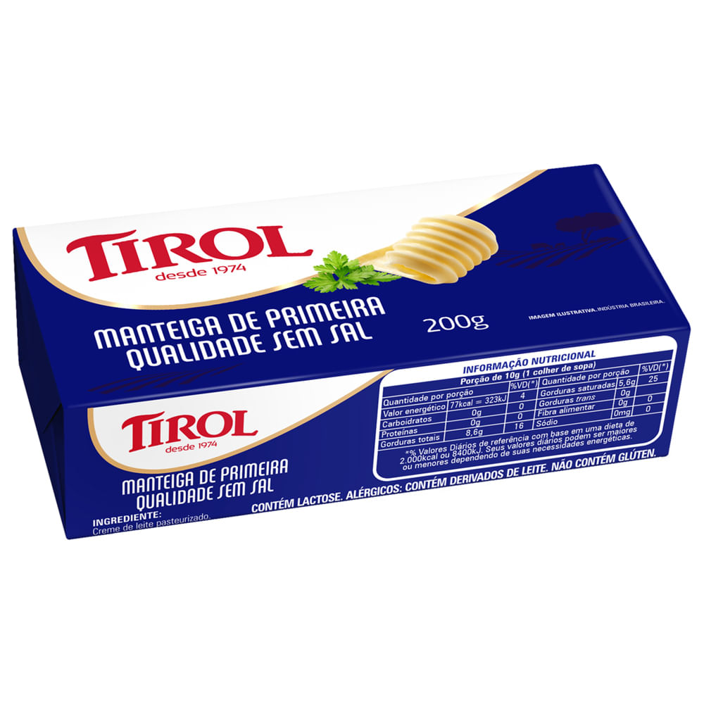 Encontraproduto.com.br - Manteiga Tirol Tablete Sem Sal 200g