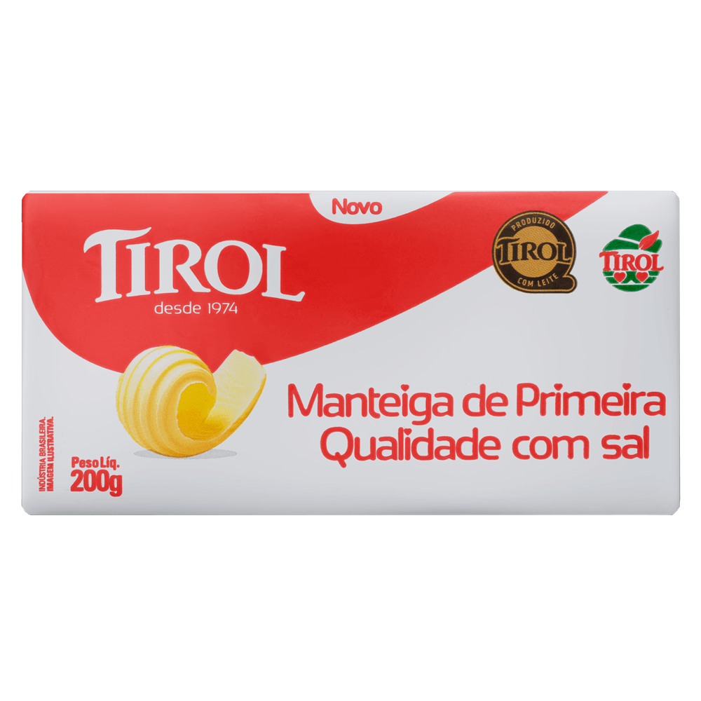Manteiga Tirol Tablete Com Sal 200g