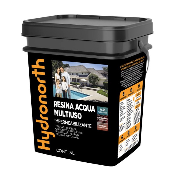 Resina Acqua Multiuso Balde 18L Grafite Universal Hydronorth