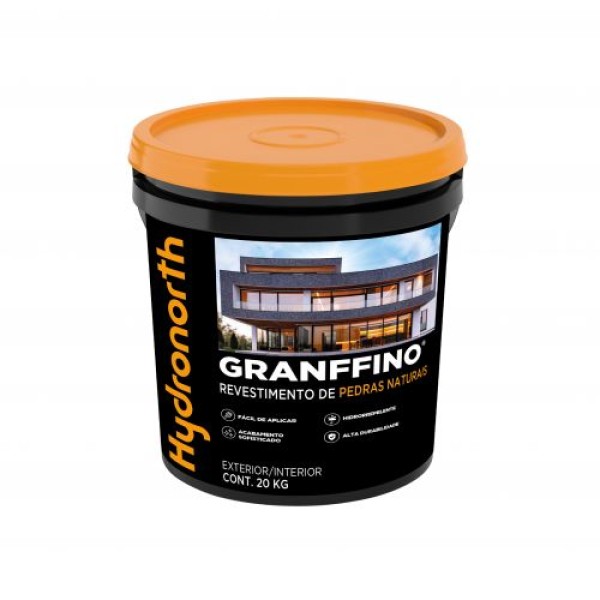 Encontraproduto.com.br - Granffino Revestimento Pedras Naturais Cinza Escuro 20kg Hydronorth