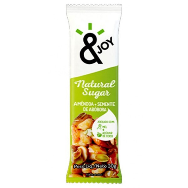 Encontraproduto.com.br - Barra de Cereal &Joy Natural Sugar Amêndoa e Semente de Abóbora 1 Unidade 30g