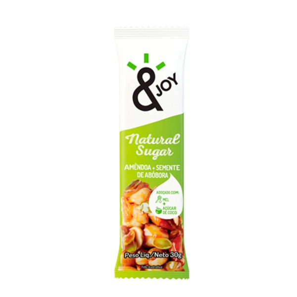 Encontraproduto.com.br - Barra de Cereal &Joy Natural Sugar Amêndoa e Semente de Abóbora 1 Unidade 30g