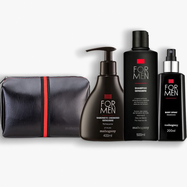 Encontraproduto.com.br - Kit For Men Sabonete com Desodorante e Shampoo mais Nécessaire