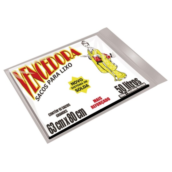 Encontraproduto.com.br - Saco para Lixo Vencedora Preto 50 Litros Com 10 Unidades