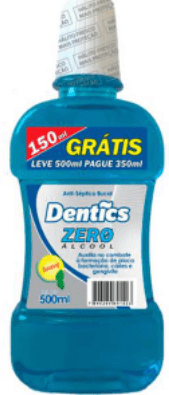 Encontraproduto.com.br - Enxaguante Bucal Dentics Sem Alcool Leve 500 Pague 350ml