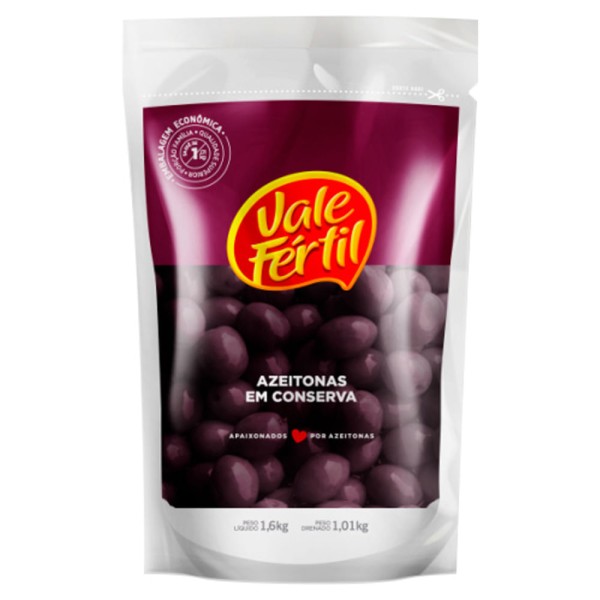 Encontraproduto.com.br - Azeitona Vale Fertil Preta Com Caroço Doypack 1,01KG