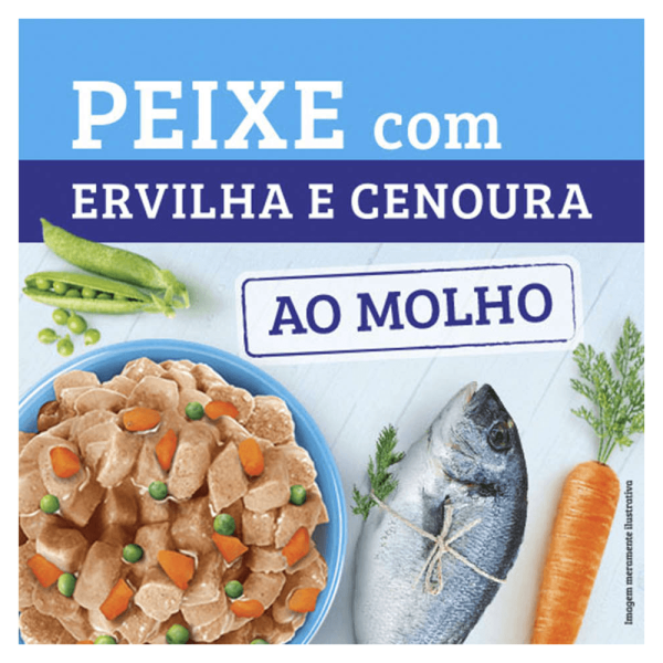 Encontraproduto.com.br - Ração Úmida Sabor Peixe Ervilha e Cenoura Kelcat Sachê 85 g