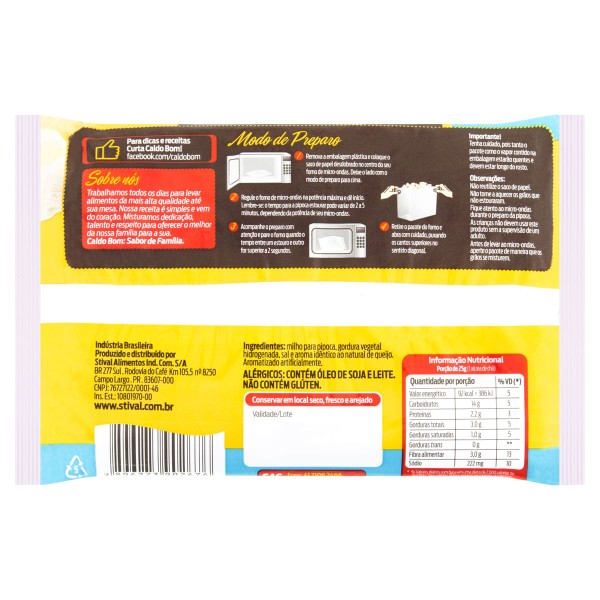 Encontraproduto.com.br - Pipoca para Micro-Ondas Queijo Caldo Bom 100 g