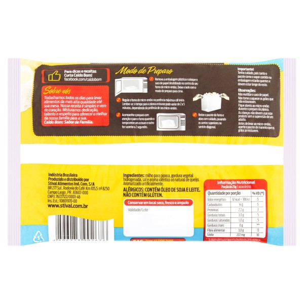 Encontraproduto.com.br - Pipoca para Micro-Ondas Queijo Caldo Bom 100 g