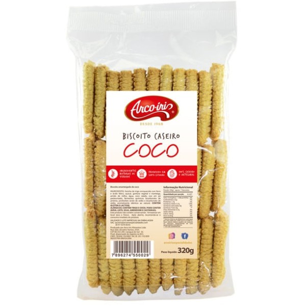 Encontraproduto.com.br - Biscoito ARCO IRIS Caseiro Coco Pacote 320g