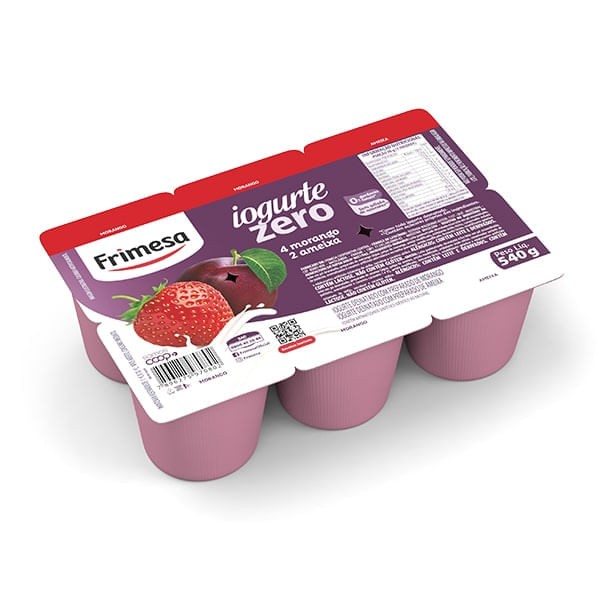 Encontraproduto.com.br - Iogurte sabor Morango e Ameixa Zero Frimesa Bandeja 6un 540g