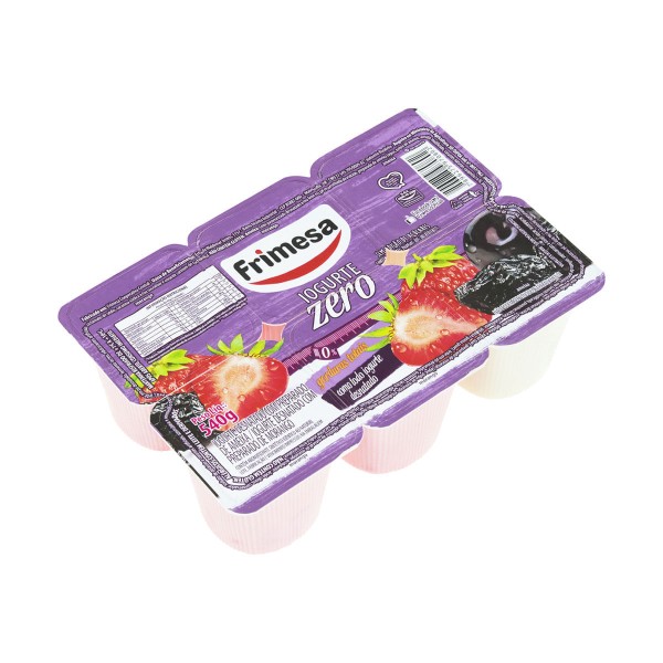 Encontraproduto.com.br - Iogurte sabor Morango e Ameixa Zero Frimesa Bandeja 6un 540g