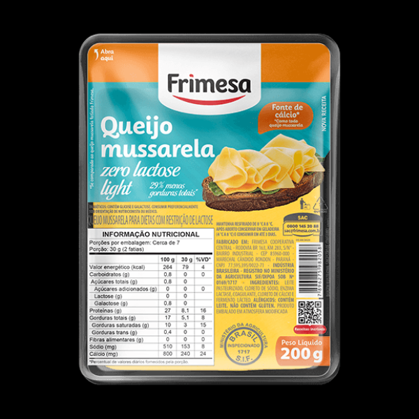 Encontraproduto.com.br - Queijo Mussarela Zero Lactose Light  Frimesa Bandeja 200g