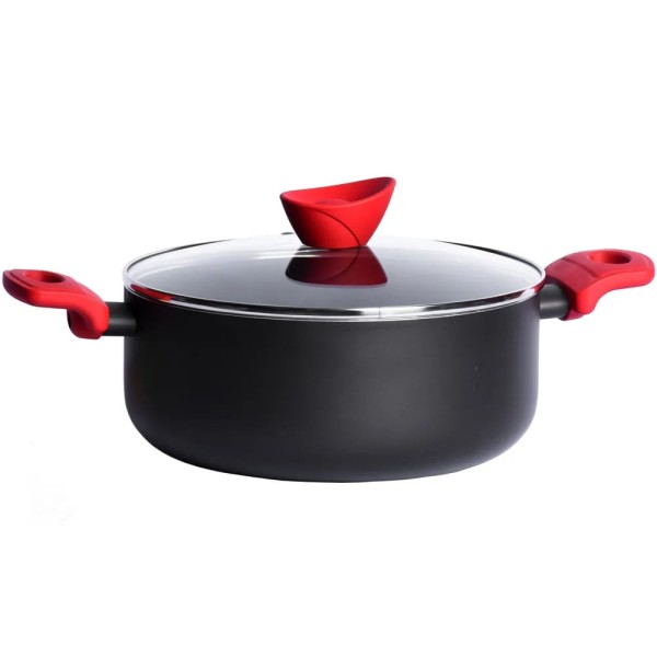 Encontraproduto.com.br - Caçarola Pratic Casa Antiaderente 24cm com Tampa de Vidro