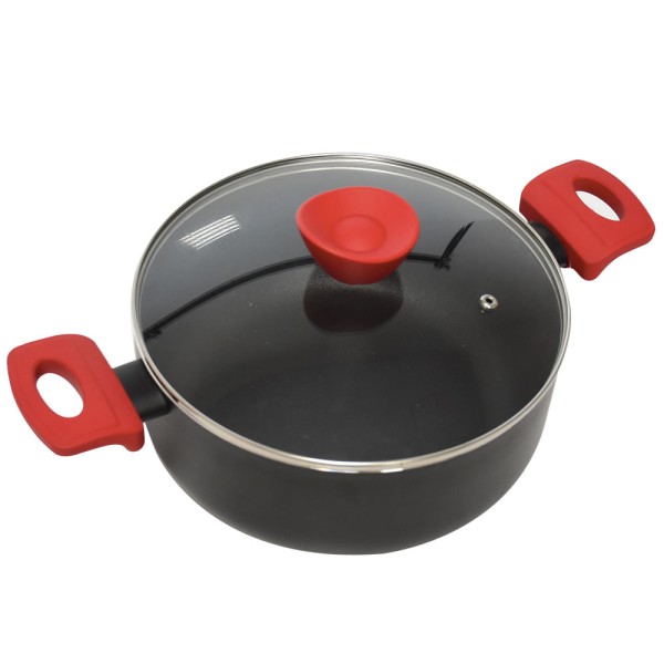 Encontraproduto.com.br - Caçarola Pratic Casa Antiaderente 24cm com Tampa de Vidro