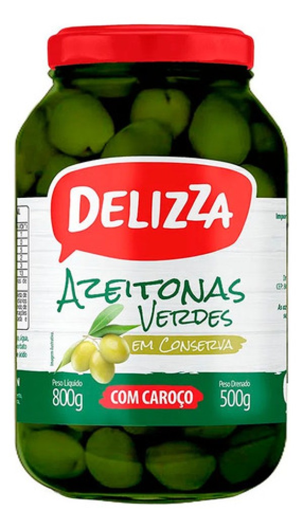 Encontraproduto.com.br - Azeitonas Verdes Delizza com Caroço 500g