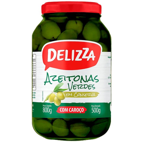 Encontraproduto.com.br - Azeitonas Verdes Delizza com Caroço 500g