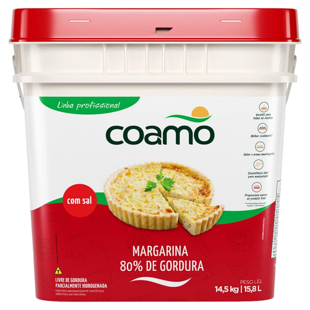 Margarina Coamo 80% Lipídios Com Sal Balde com 14,5kg