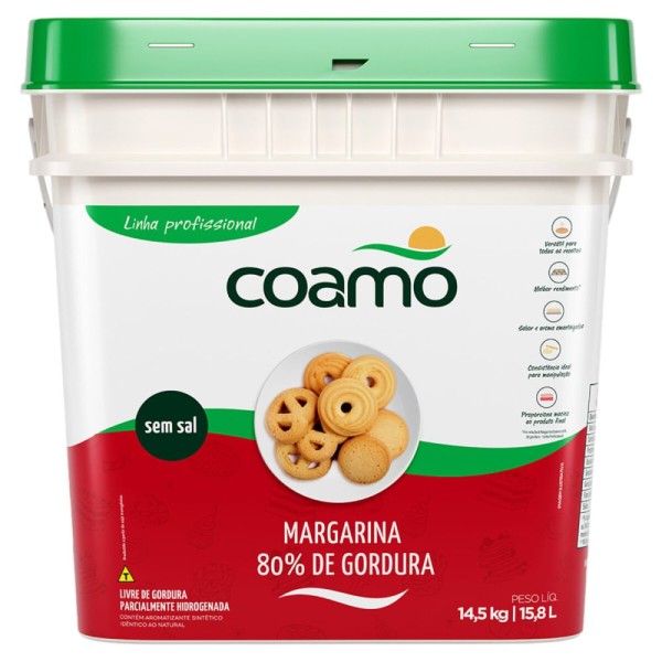Encontraproduto.com.br - Margarina Coamo 80% Lipídios Sem sal Balde com 14,5kg